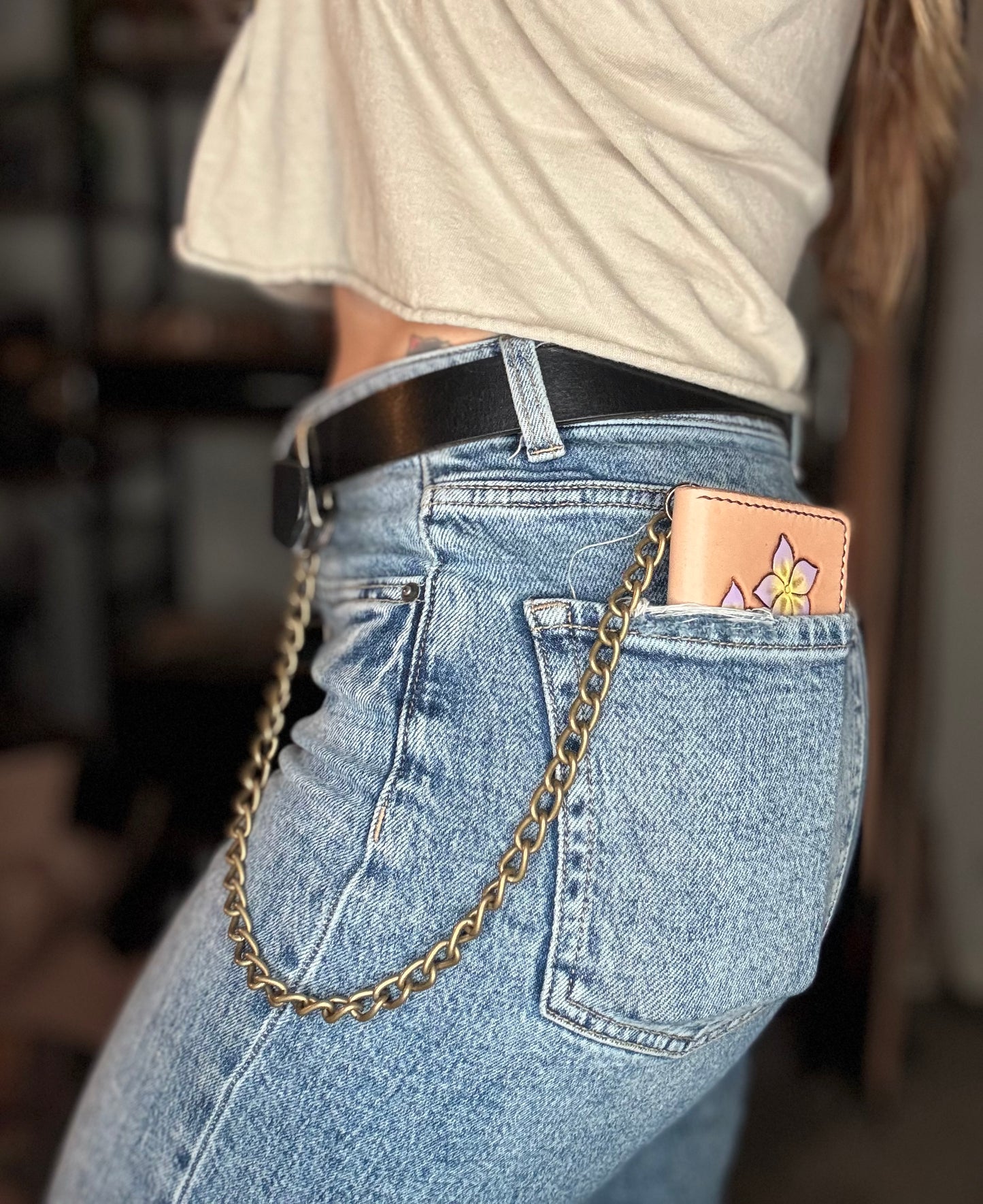 Flower Skull Tommy Wallet W/Chain