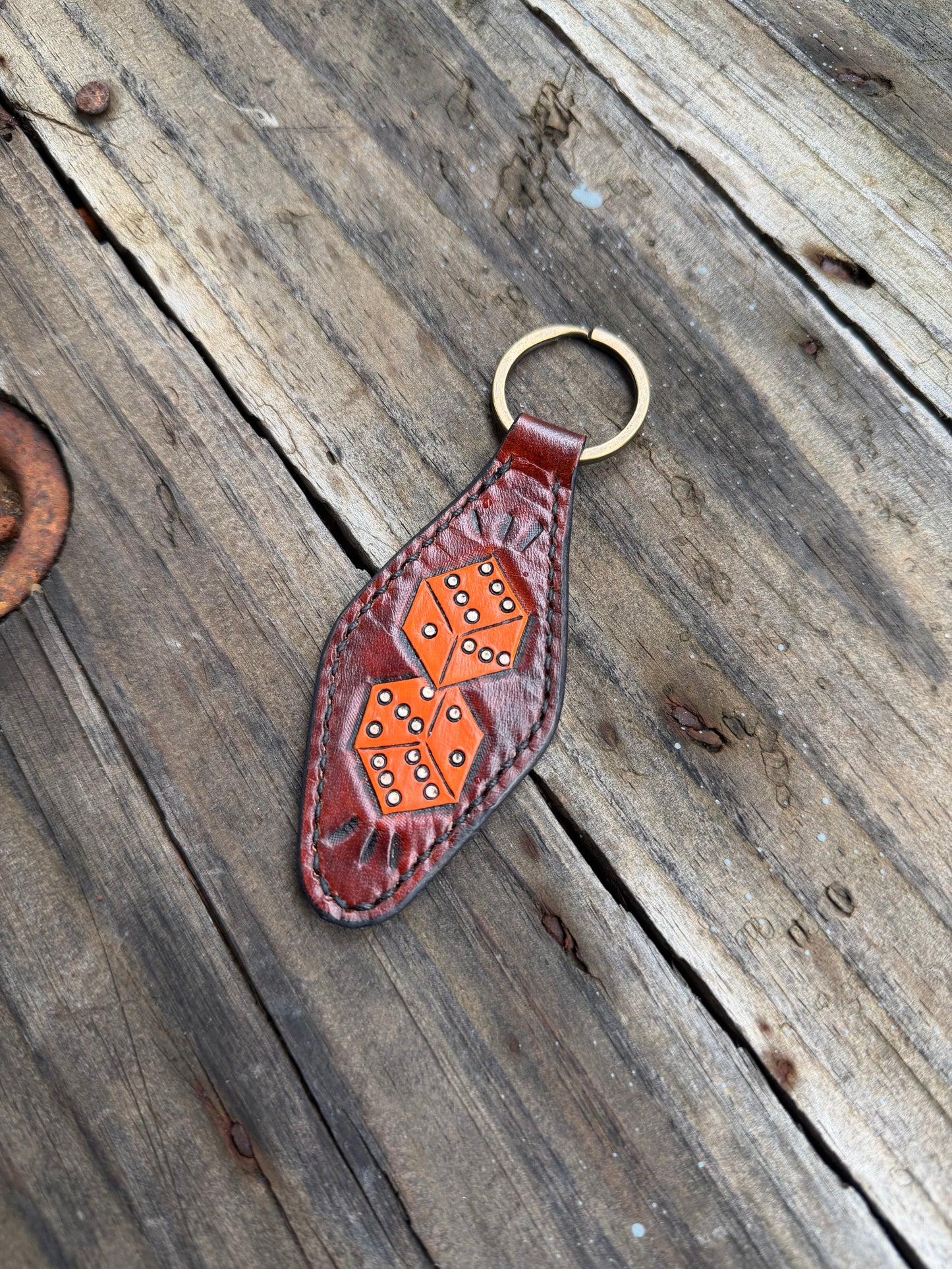 Orange Dice Keychain