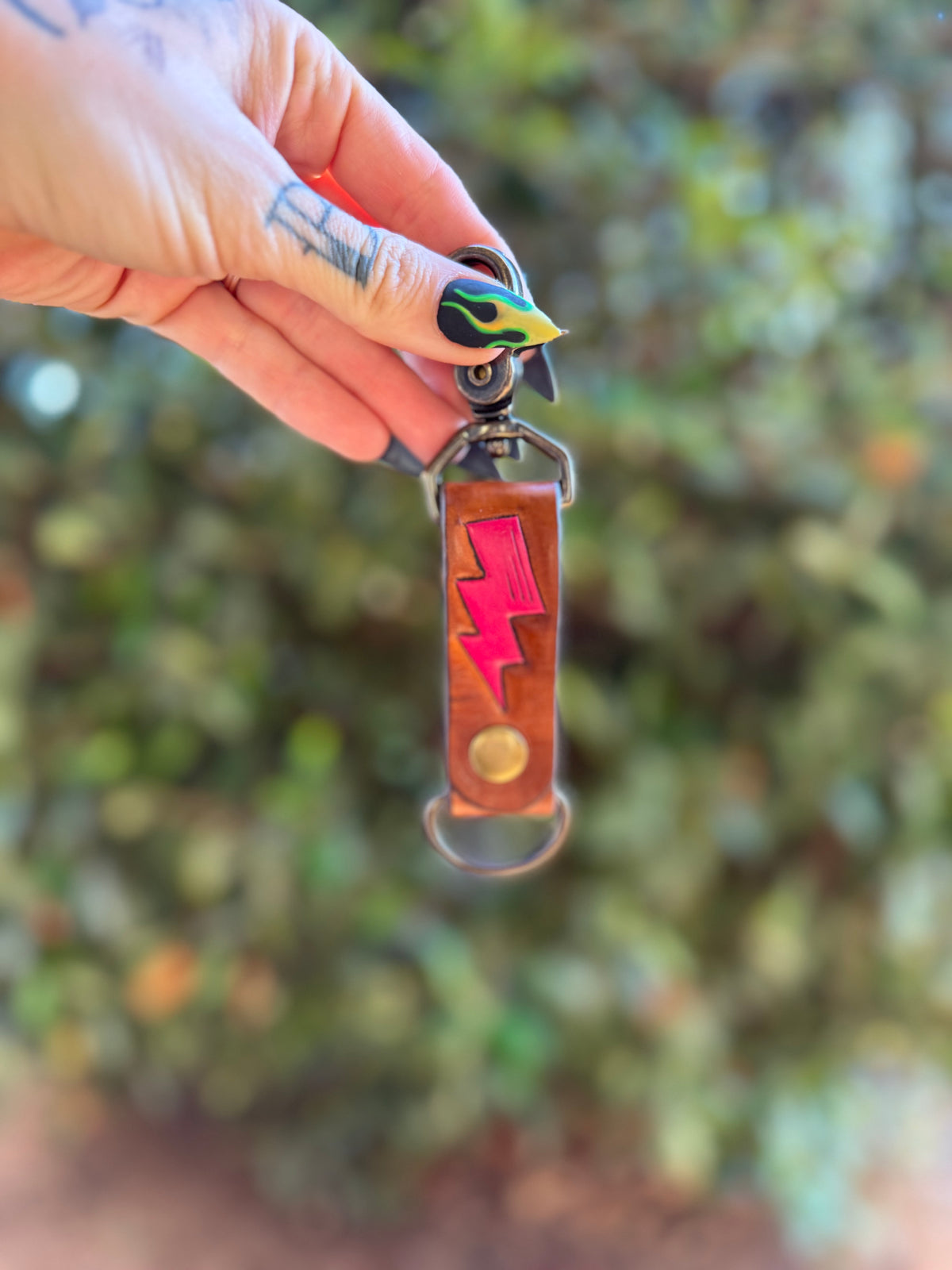 Pink Bolt Keychain