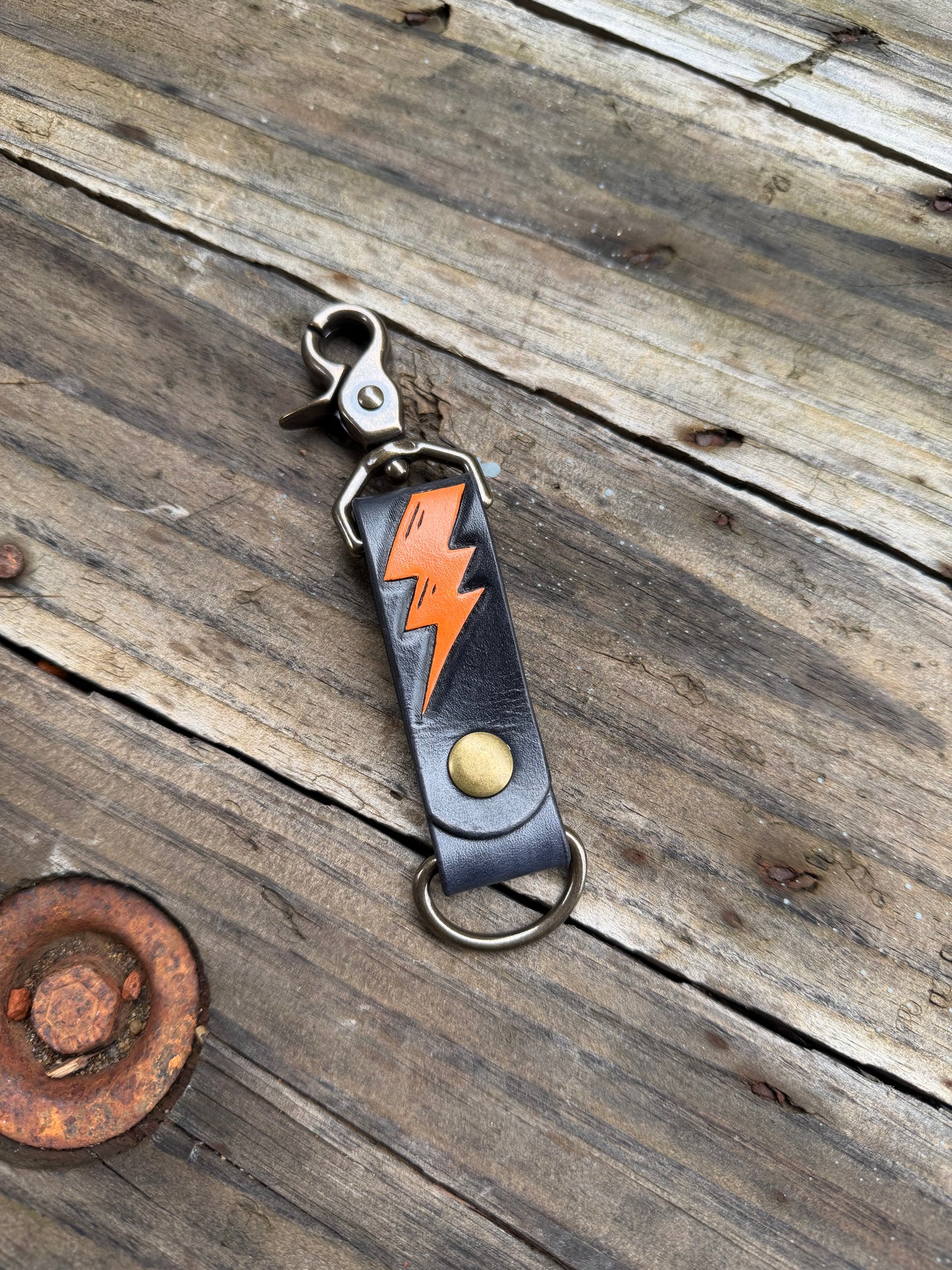 Orange Bolt Clip Keychain