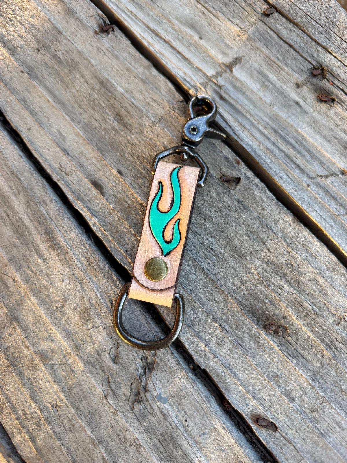 Teal Flame Keychain