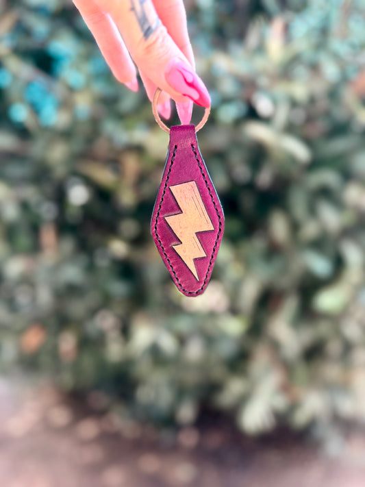 Oxblood w/ Gold Bolt Keychain