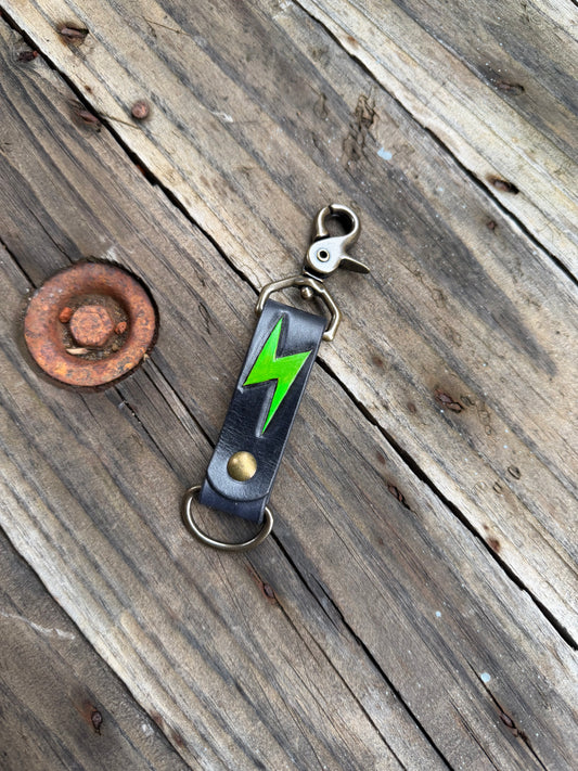 Green Bolt Clip Keychain