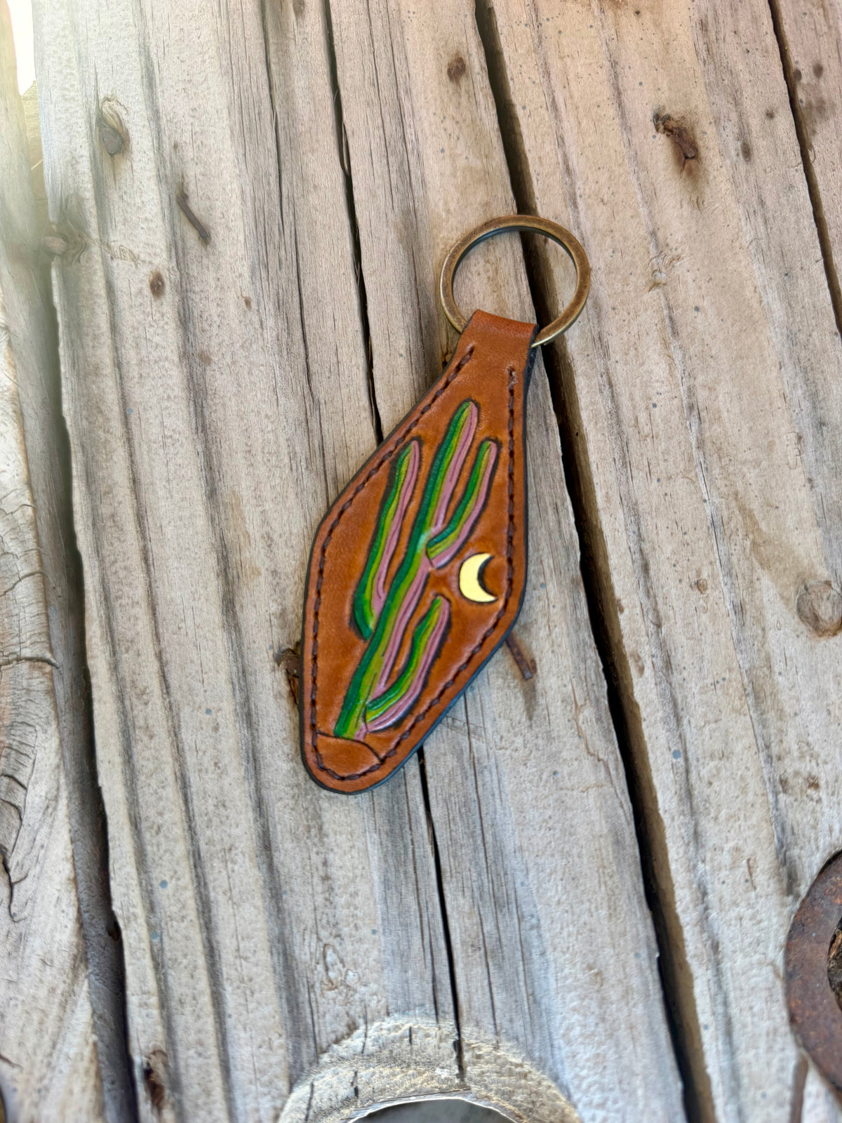 Cactus Moon Keychain