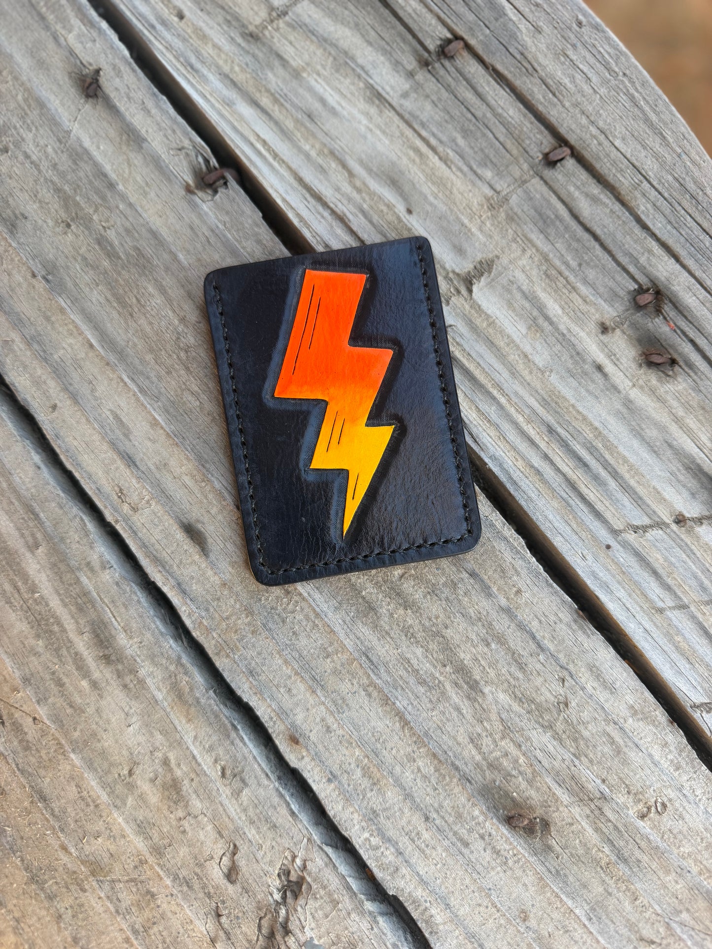 Neon Orange Bolt Card Wallet