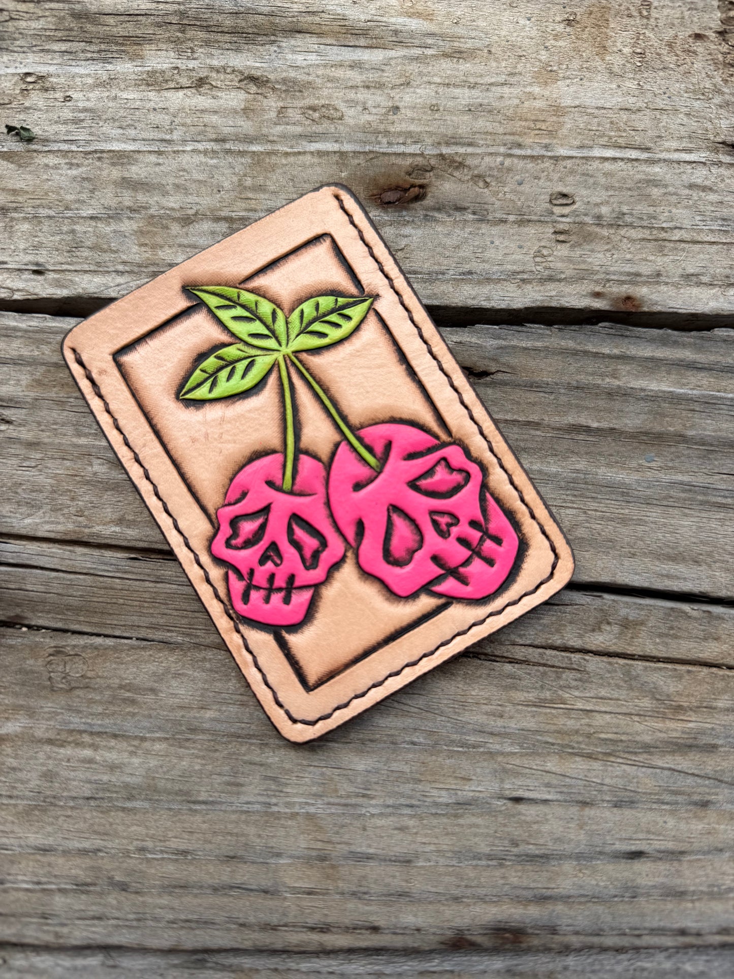 Pink Skull Cherries Card Wallet
