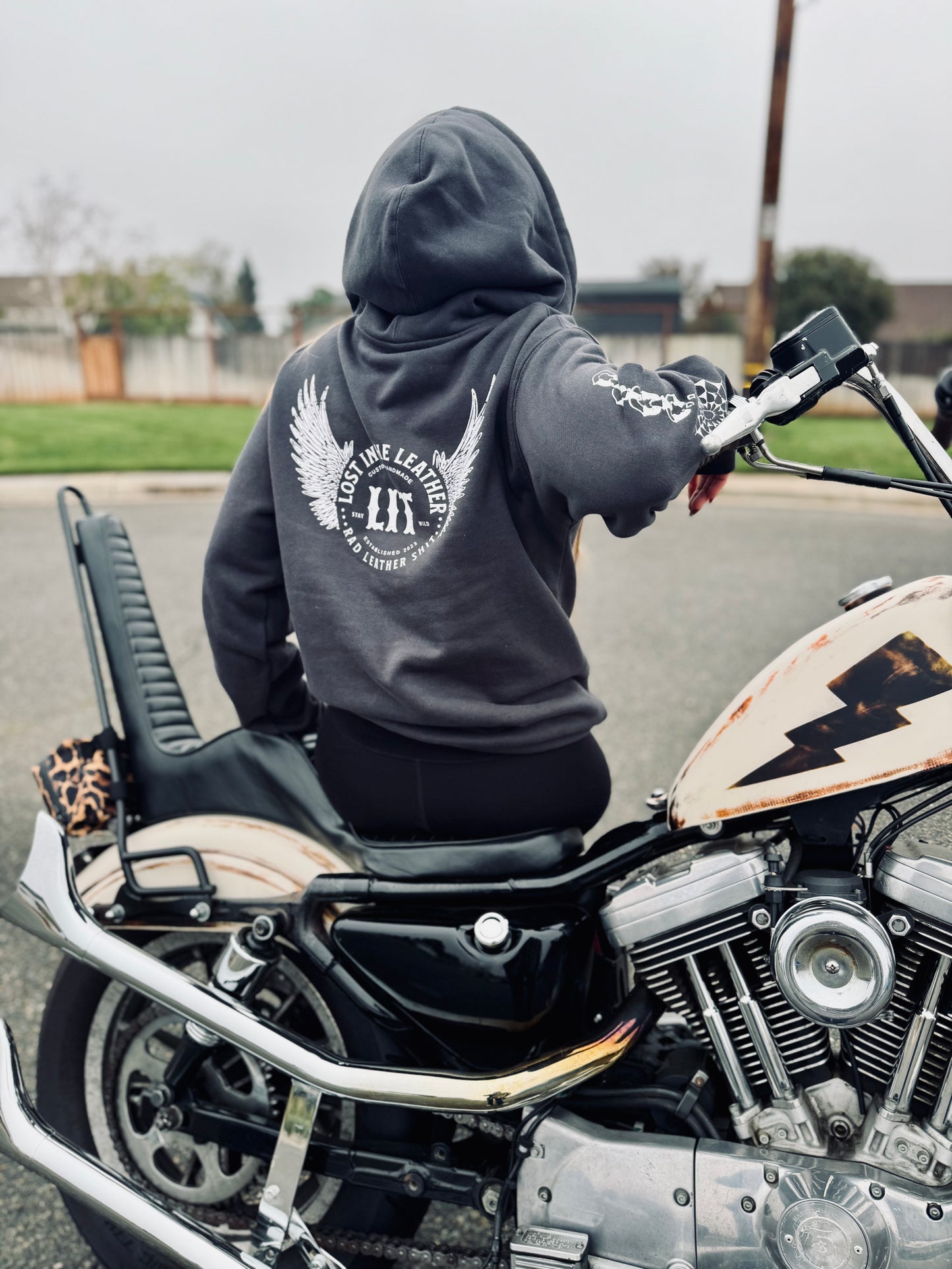 Asphalt LIT Leather Hoodie