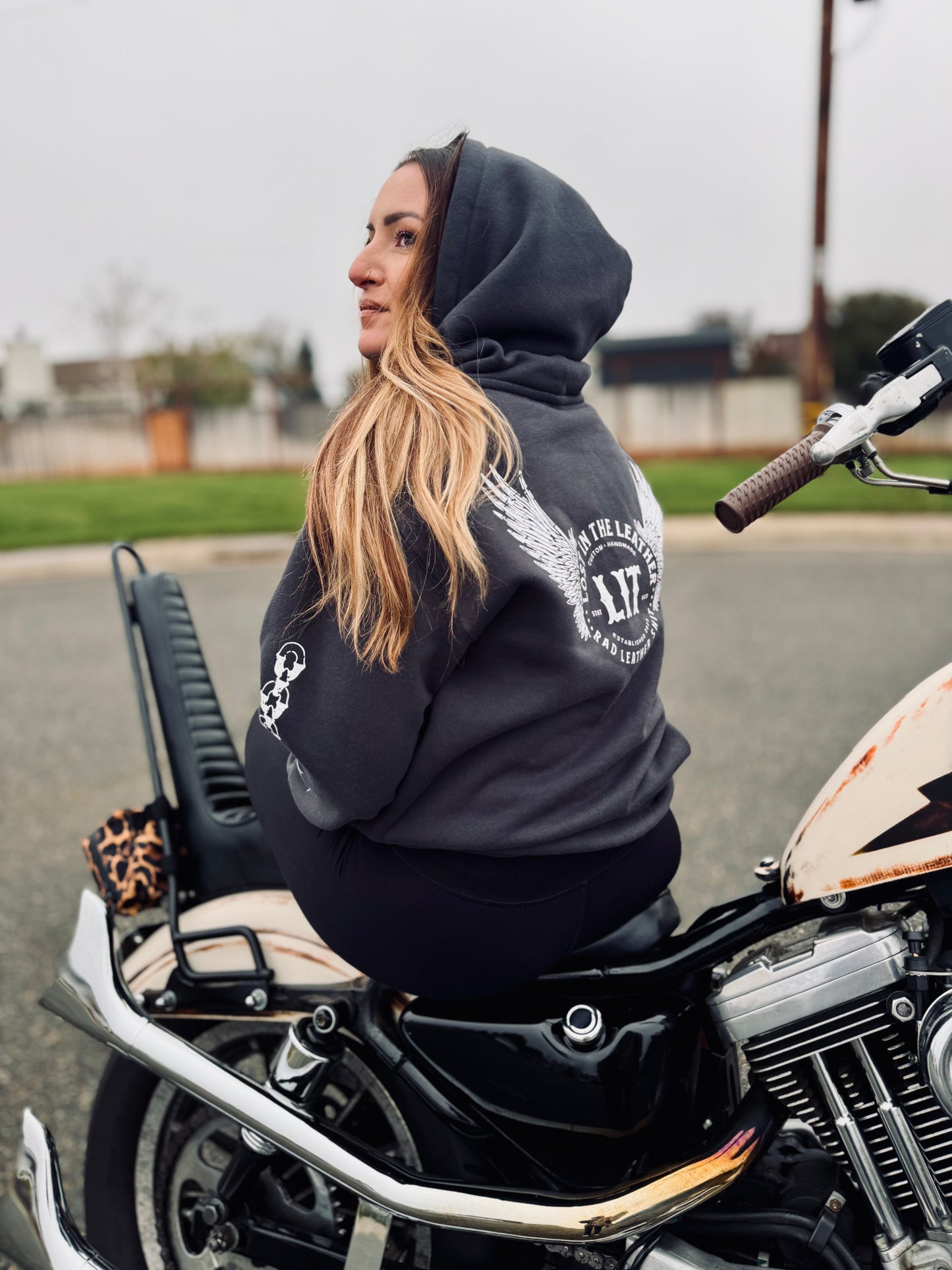 Asphalt LIT Leather Hoodie