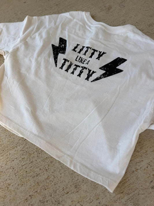 Litty Titty (BACK) Vintage White Crop