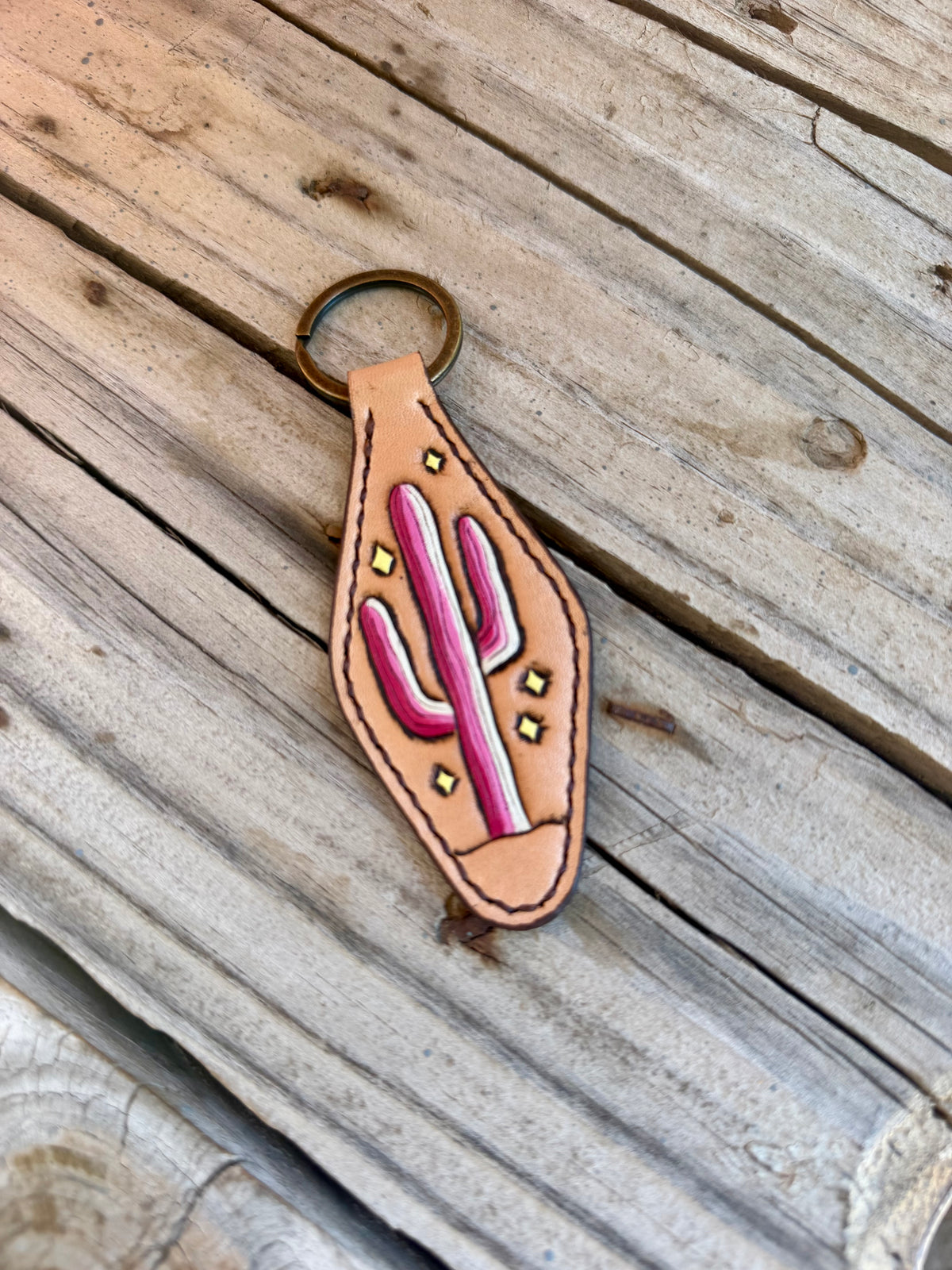 Pink Cactus Keychain