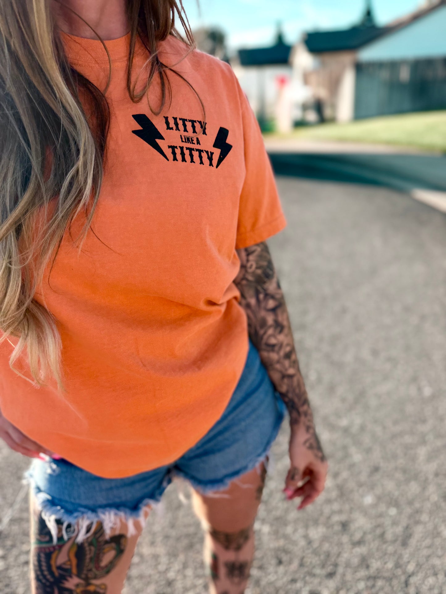 Litty Titty Orange T-shirt ￼
