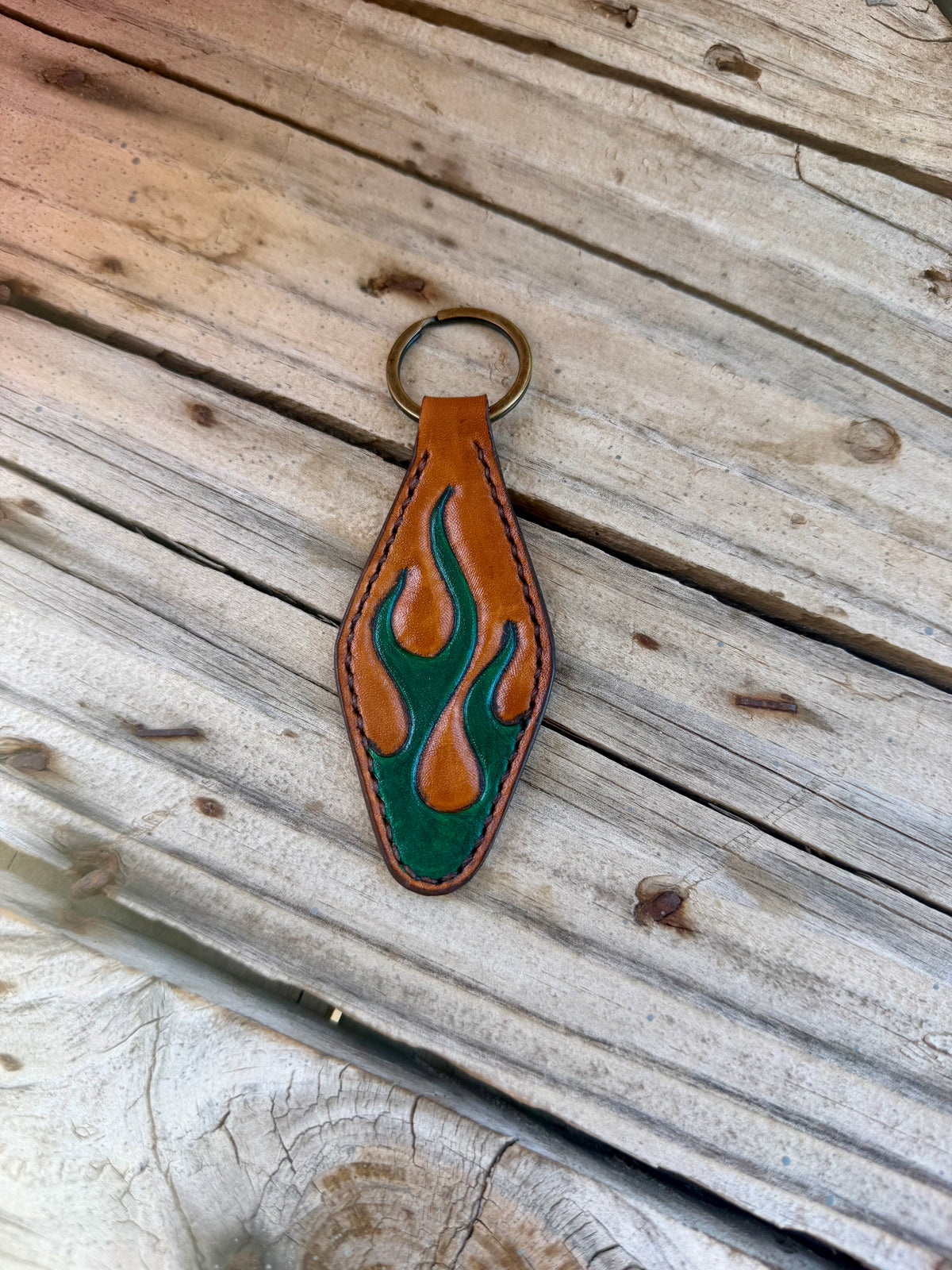 Forest Green Flame Keychain