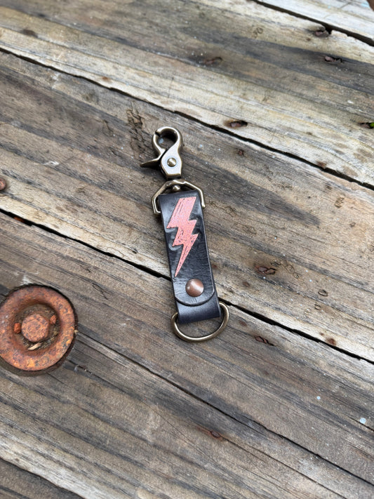 Sparkle Pink Bolt Clip Keychain