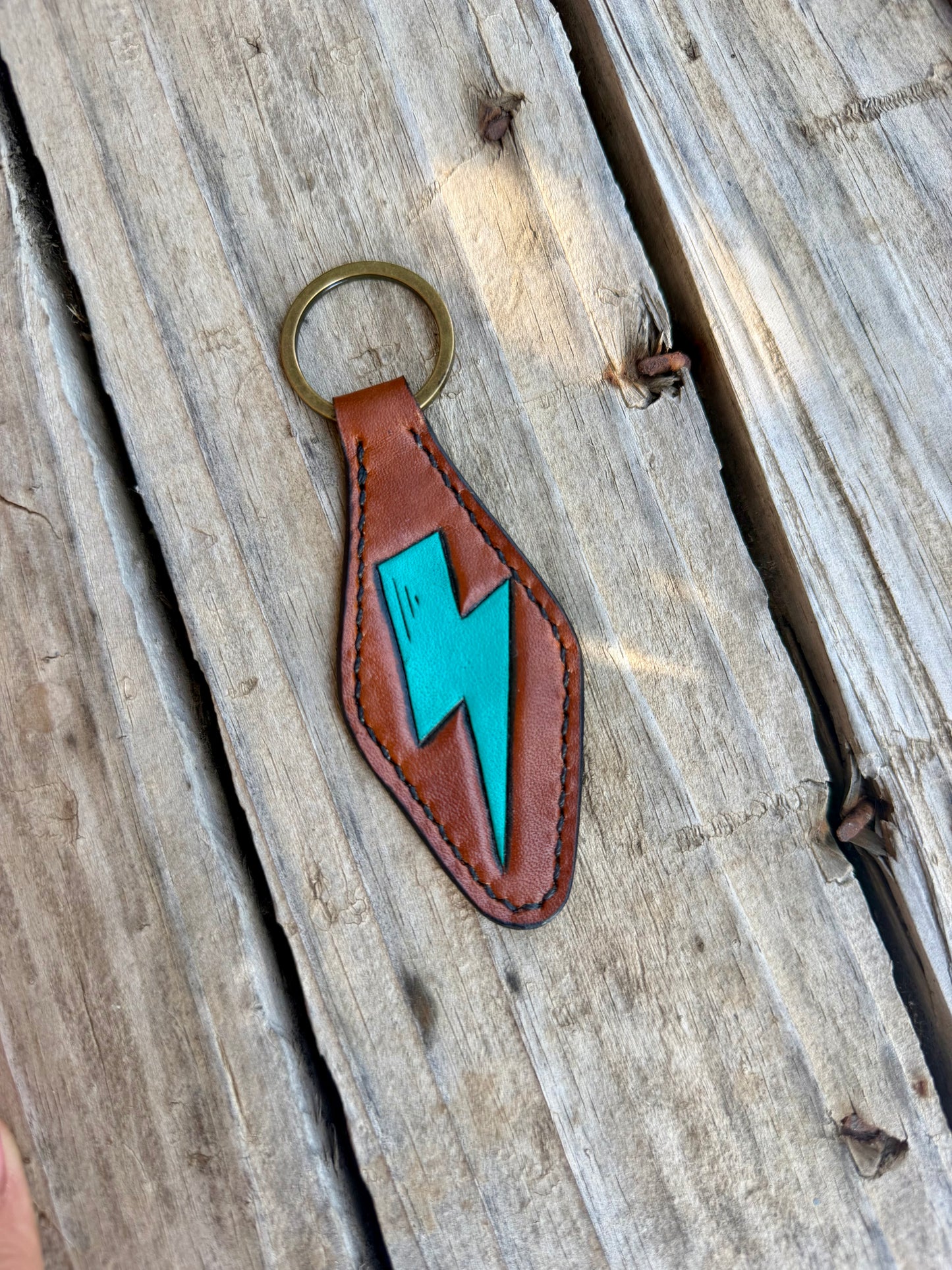Turquoise Lightning Bolt Keychain ￼