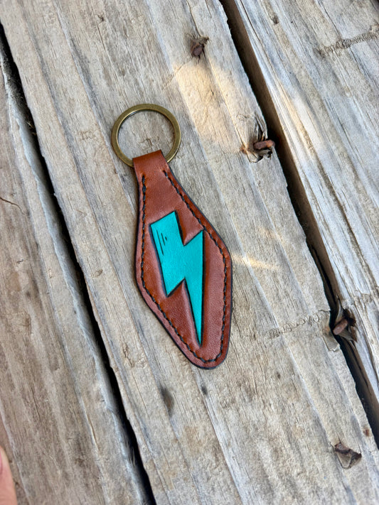 Turquoise Lightning Bolt Keychain ￼