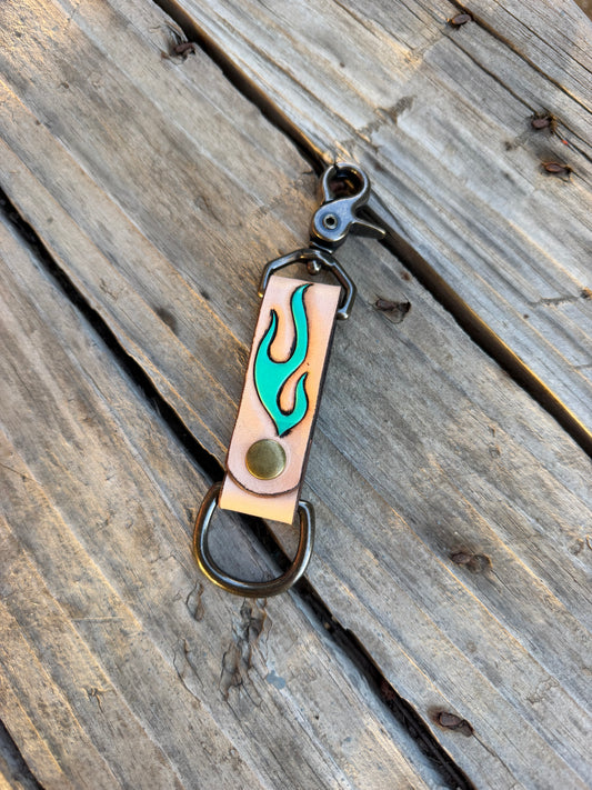 Teal Flame Keychain