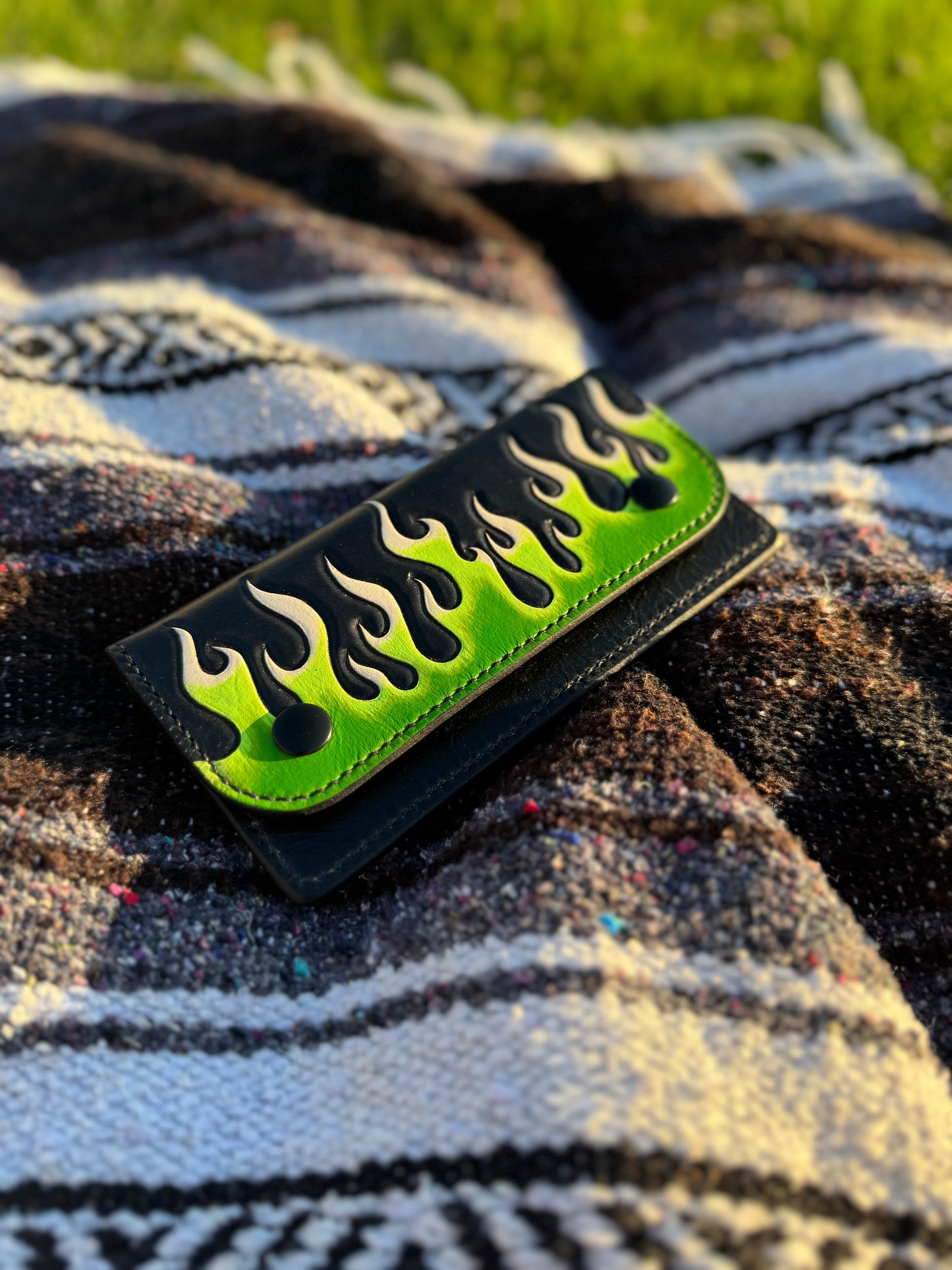 Green Flames OG Long Wallet