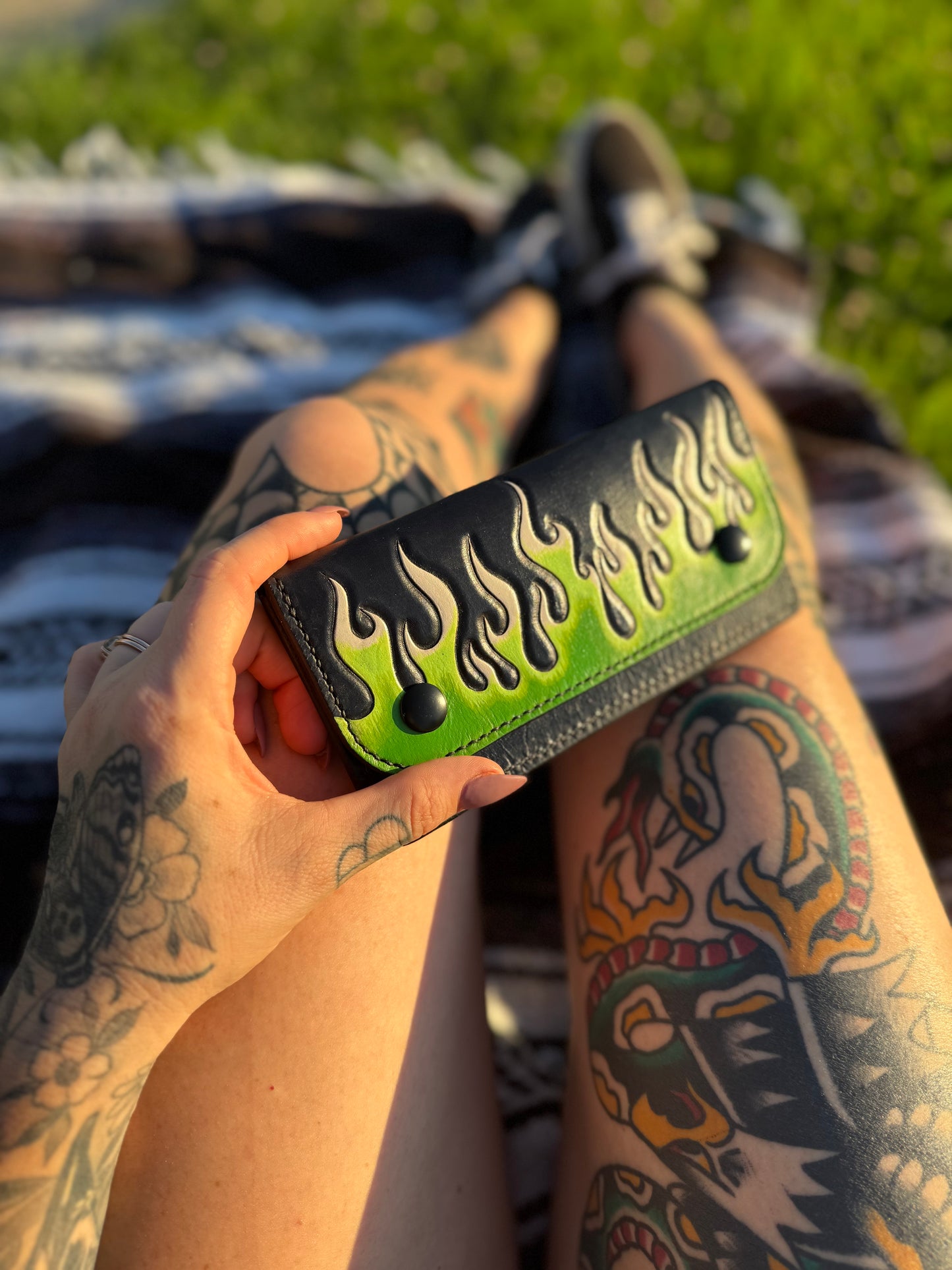 Green Flames OG Long Wallet